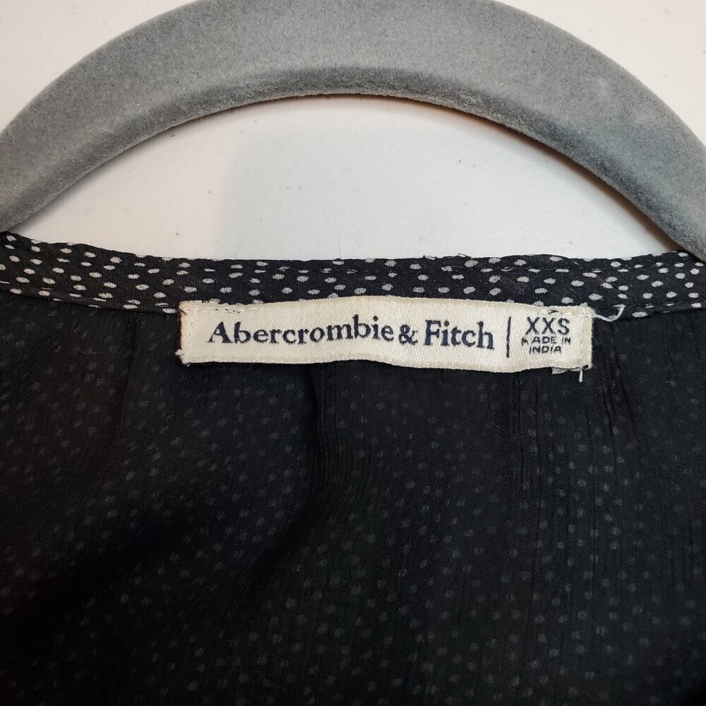 ABERCROMBIE & FITCH SZ XXS Black & White Speckled Print Smocked Chiffon Blouse - Picture 7 of 9